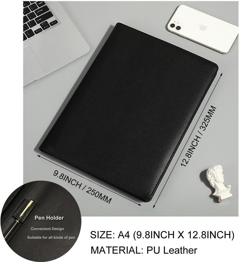 WELLYUK 19" X 13" Padfolio Clipboard, A4 Office File Clip Binder Folder Document Organizer Portfolio Writing Pad Business Card Holder, Magnetic Conference Pad with Pen Holder - Image 5